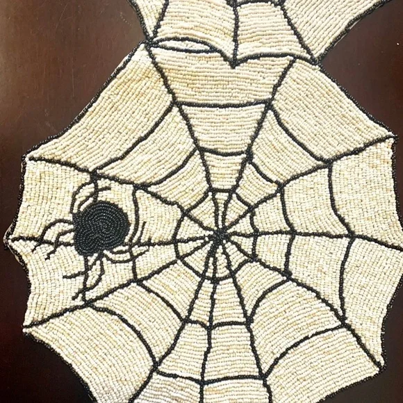 Cynthia Rowley beaded table Runner spiderweb spiders new in original wrappings